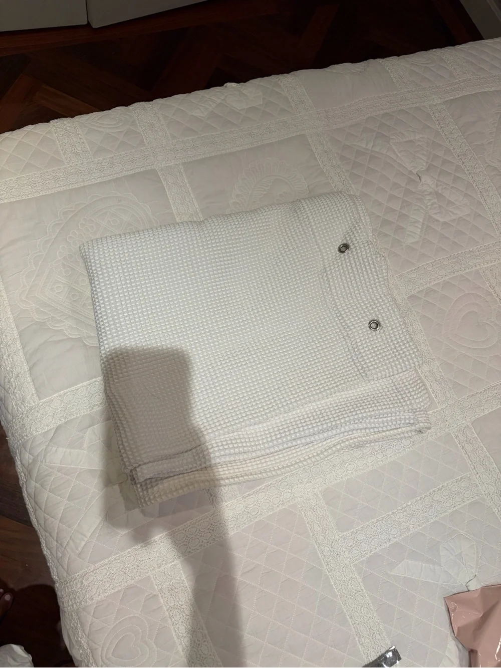 Pottery Barn Waffle Weave Cotton Shower Curtain - White